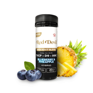 RED DEVIL D9 DUAL GUMMIES 12000MG BOTTLE 20CT - BLUEBERRY & PINEAPPLE HYBRID