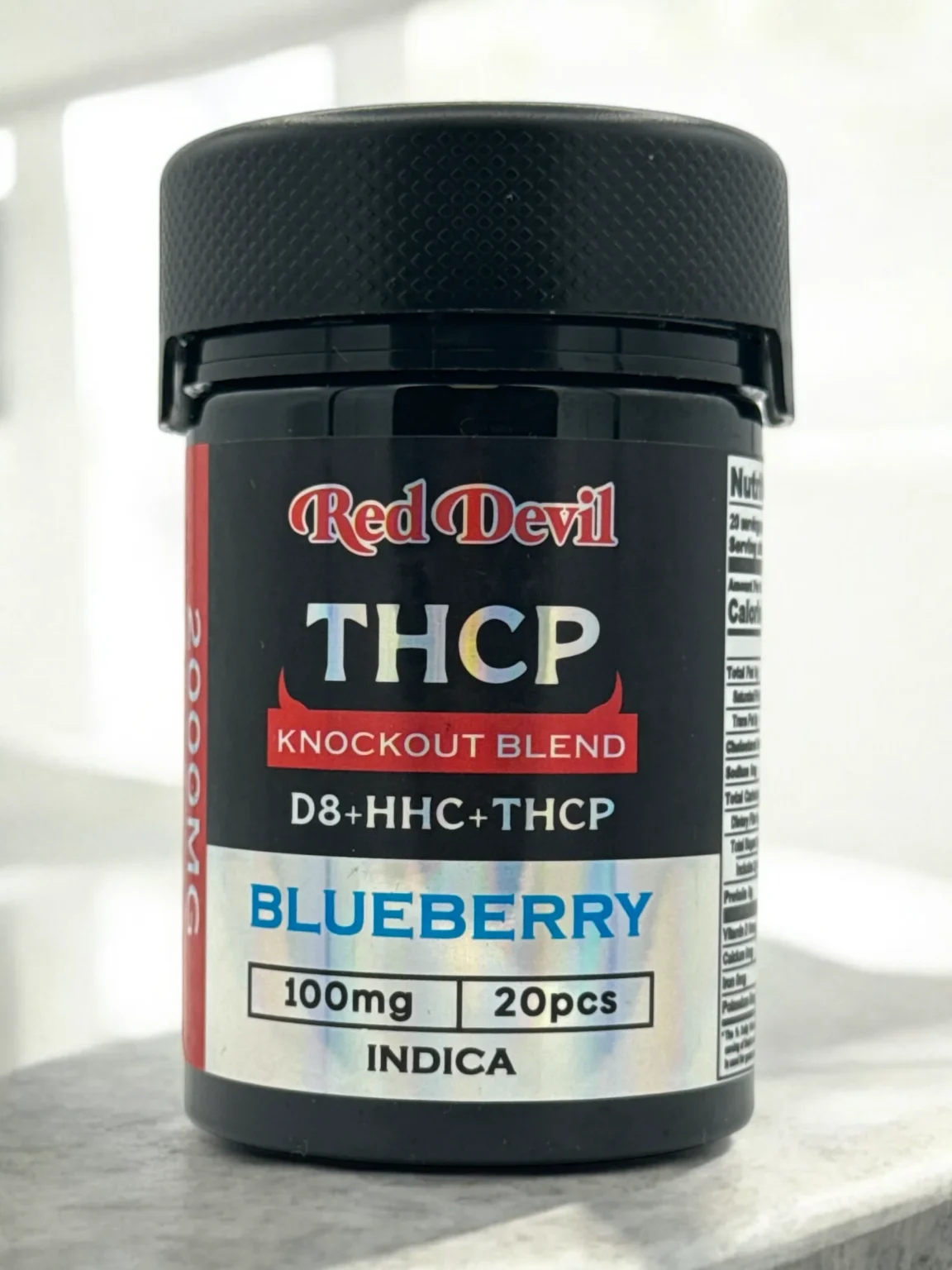 RED DEVIL D9 DUAL GUMMIES 2000MG BOTTLE 20PCS–BLUEBERRY INDICA